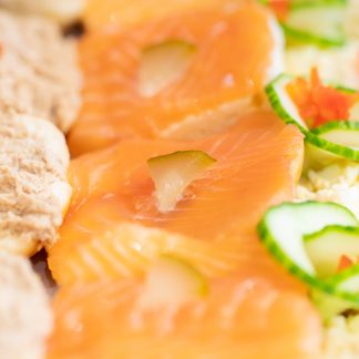 Mini open bagel platter-50% Smoked salmon, egg mayo, tuna mayo & cream cheese - 24 pieces